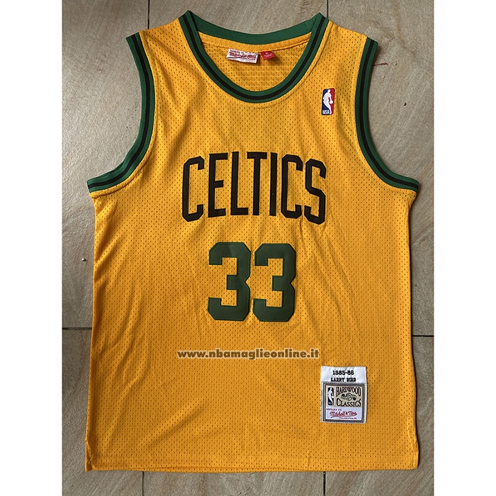 Maglia Boston Celtics Larry Bird #33 Mitchell & Ness 1985-86 Giallo